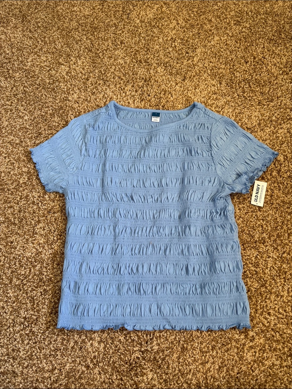 NWT || Old Navy || Blue Short Sleeve Textured Ruched Tee Size L